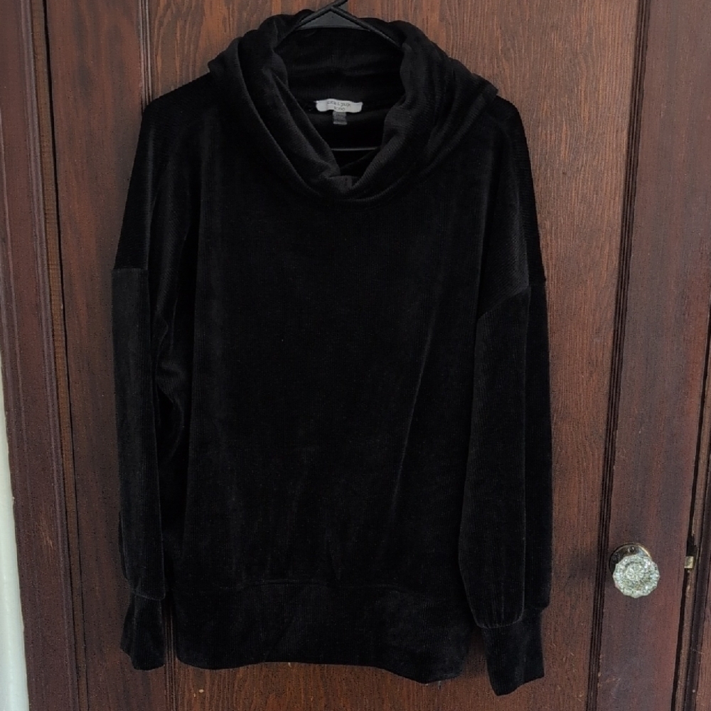 Cable & Gauge Black Cowl Neck Sweater Size Large